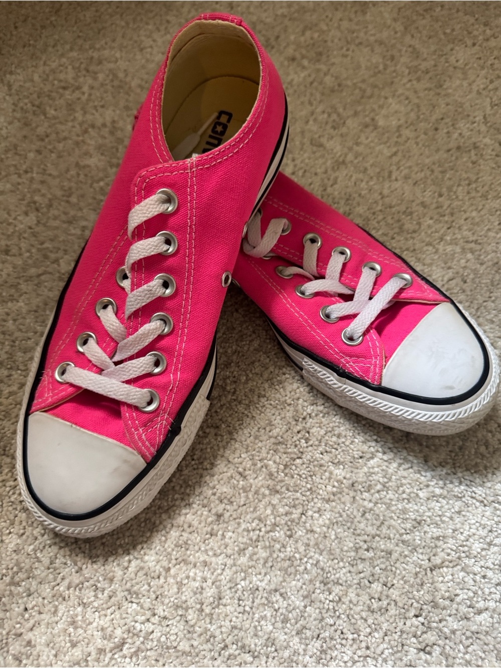 Classic Converse All Stars Low-Top Canvas Sneakers in Hot Pink 5.5M / 7.5W